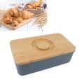 Butter Dish Minimalist Bread Box Sealed Design Large Capacity Modern Prevent Deformation with Wooden Lid for Kitchen. 