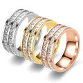 Hot Sale Rings Jewelry Set Couple Ring 4MM 8MM Square Single and Double Diamond Jewelry Wedding Ring Stainless Steel for Women.