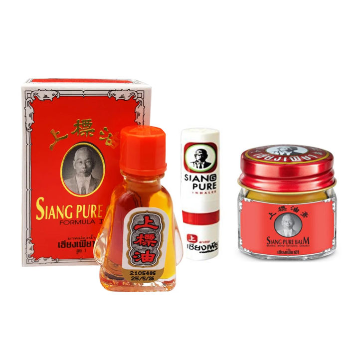 Siang Pure Oil + Balm + Inhaler for Relief of headache, Sinus and Jont & Muscle Pain - 3Pcs