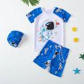 Children's swimsuit new boys, girls, big children, students, baby, quick-drying, cartoon swimpants, hot spring sunscreen swimsuit set.