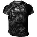 Fashion men's T-shirt with animal pattern graphic 3D printed short sleeve summer T-shirt oversized polyester fiber clothing. 