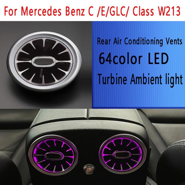Wresetly 64-Farben LED Turbinenluftauslass Für Mercedes C/E/GLC/W213 - Hinten, Schwarz