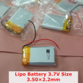 Lipo Battery 3.7V Size 3.50×2.2mm Lithium Polymer Rechargeable Lipo battery. 