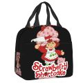 Strawberry Shortcake And Cat Thermal Insulated Lunch Bags Women Resuable Lunch Tote for Outdoor Camping Travel Storage Food Box.