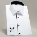 Men's Semi-formal Color Matching Long Sleeve Dress Shirt Comfy Regular Fit Button Up Classic Shirts For Business Activities.
