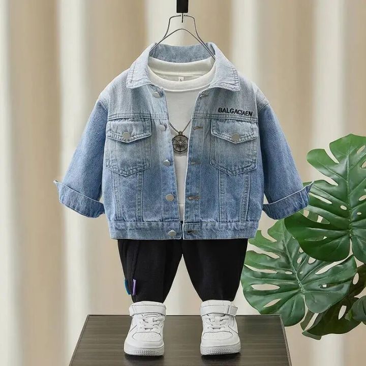 Baby Boys Denim Jacket 2023 New Spring Clothes Children's Coat Kids Boy Autumn Fashion Lapel Jeans Jacket 2 4 6 7Y