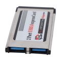 (New) high-speed dual 2 Port USB 3.0 express card 34mm slot express card PCMCIA converter adapter for laptop notebook.