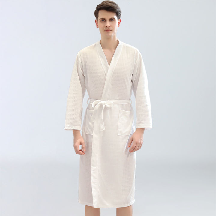 Gent's%20Comfortable%20Plus%20Size%20Water-Absorbing%20Quick-Drying%20Spa%20Sweat%20Bathrobe%20Couple%20Robes%20Pajamas%20Thin%20Kimono%20Waffle%20for%20Men%E2%80%99s%20-%20Image%202