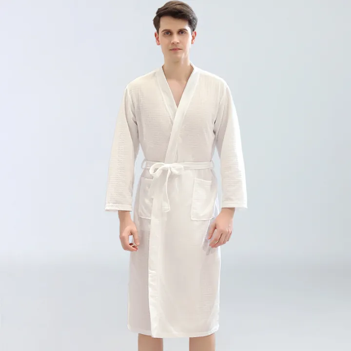 Gent's%20Comfortable%20Plus%20Size%20Water-Absorbing%20Quick-Drying%20Spa%20Sweat%20Bathrobe%20Couple%20Robes%20Pajamas%20Thin%20Kimono%20Waffle%20for%20Men%E2%80%99s%20-%20Image%202