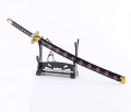 Japanese Katana Samurai Keychain Showpiece Katana (Not Sharp) Showpiece Key chain Ring Plastic + Cover + Display Stand for Showpiece Gift Letter Opener. 