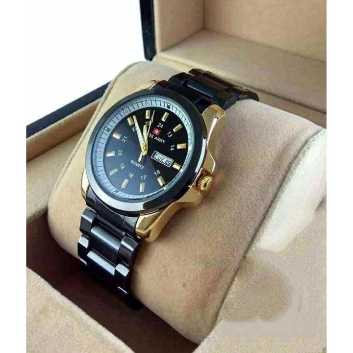 Saf Rod Watch SSF Luxury Business Stainless Steel SW-ARMY Dated Watch For Men White ...