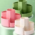 Kawaii Desktop Pen Holder 360°rotatable 5gird Large-capacity Cute Stationery Creative Multifunctional Storage Box Desk Organizer. 