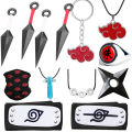 Anime Naruto Cosplay Accessories Set Kunai Shuriken Headband Ring Pendant Action Figure Akatsuki Kakashi Prop Toy Gift. 