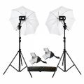 Umbrella setup kit with stand halogen flash - black. 