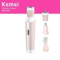 Kemei Km-3024 Multifunctional 4 In 1 Rechargeable Woman Body Shaver Eyebrow Nose Trimmer Set. 