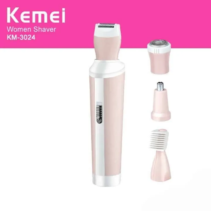 Kemei%20Km-3024%20Multifunctional%204%20In%201%20Rechargeable%20Woman%20Body%20Shaver%20Eyebrow%20Nose%20Trimmer%20Set%20-%20Image%205