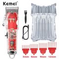 Kemei Rechargeable Hair Cutting Machine Barber Shop Fade Hair Clippers Cordless Trimmer Transparent Cover Red Base KM-1761 246.