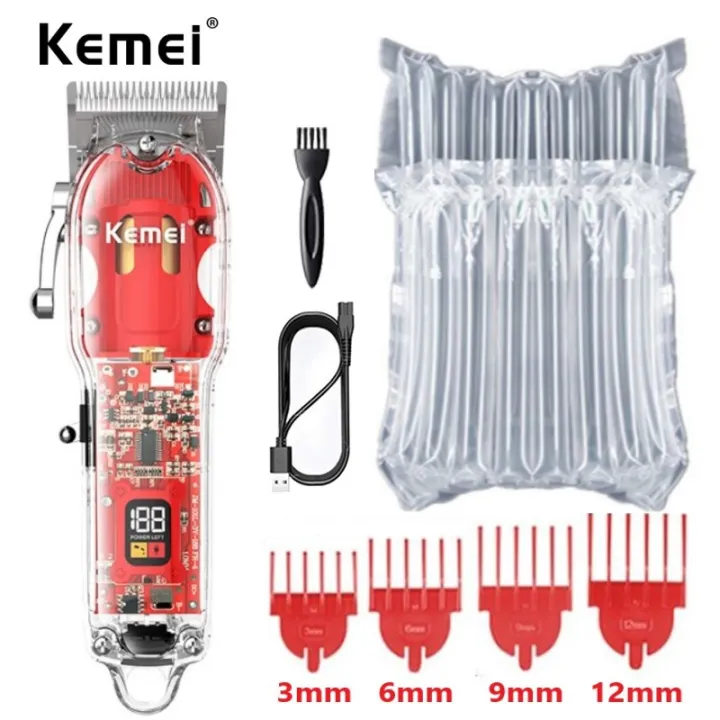 Kemei%20Rechargeable%20Hair%20Cutting%20Machine%20Barber%20Shop%20Fade%20Hair%20Clippers%20Cordless%20Trimmer%20Transparent%20Cover%20Red%20Base%20KM-1761%20246%20-%20Image%207