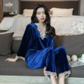Autumn  Pajamas Set Casual Women Sleepwear Velour 2 Pieces Shirt&Pants Lounge Wear Soft Velvet Lingerie Home Clothes. 