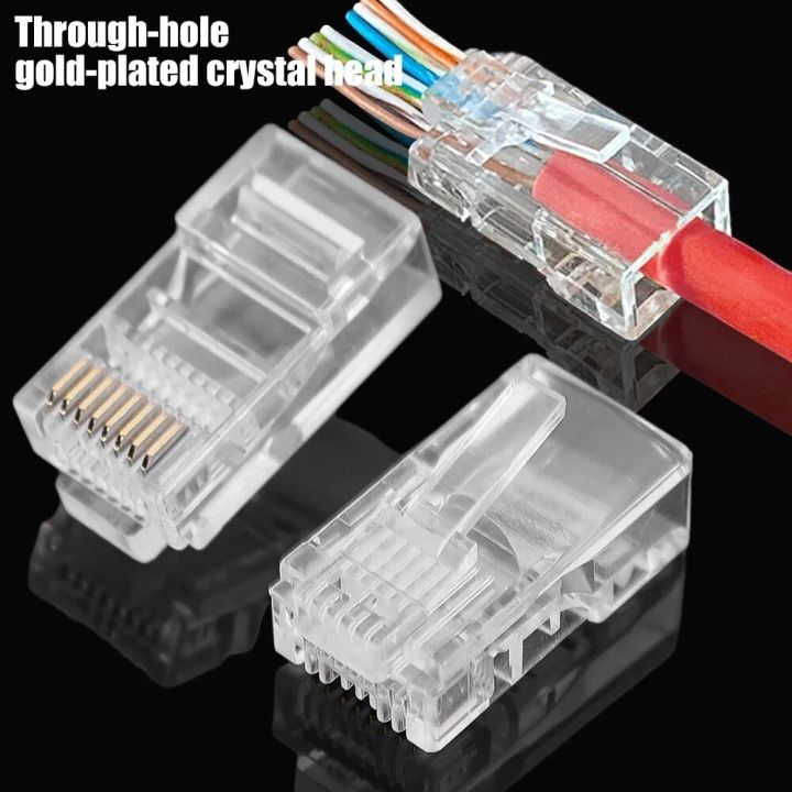 CAT6%201000Mbps%20RJ45%20Pass%20Through%20Network%20Connectors%20Ethernet%20Cable%20Gold-plated%20Crimp%20End%20Stranded%20UTP%20Unshielded%20Modular%20Plug%20-%20Image%202