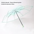 Transparent Folding Umbrella, Cute, Mini, Fresh, Simple, Sen Series, Trifold, Cherry Blossom Transparent Umbrella.