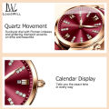 LouisWill Women Watches Diamond Casuals Retro Leather Strap Watches Quartz Watches Calendar Dial Luminous Pointer Watches 3ATM Waterproof Watches Business Wristwatch for Women Ladies.