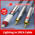 GOLLEY LION Lightning to RCA Cable for iPhone IPA-d, 2-Male Y Splitter Aux Audio Cord Compatible with iPhone 13 Pro/13/12 Pro/11/11 Pro/XS/X/8/7/6 Adapter for Car, Amplifiers, Home Theater, Speaker. 