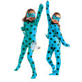 Children's Anime Ladybird Costume with Leotard Blinder Mask Bell Girl Cosplay Carnival Party Stage Performance Clothing for Kids Shapewear. 