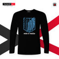 Wings Of Freedom AOT Exclusive Anime Black Cotton Full Sleeve T-shirt For Men. 