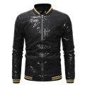 Shiny Sequins Sparkle Bomber Jacket Men 2023 Newest Gold Glitter Striped Zipper Mens Jackets And Coats Party Dance Show Clothes. 