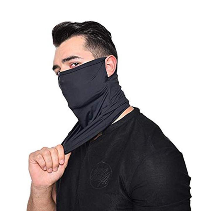 Bandana Face Cover Ear Hanging Scarf- Black