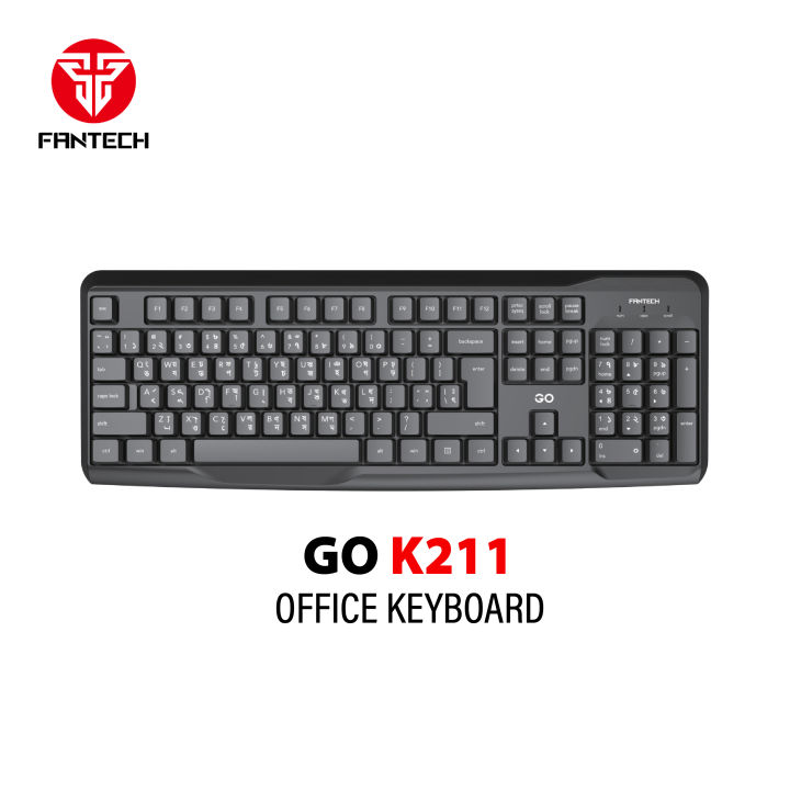 FANTECH GO K211 Smooth Typing Keyboard 104 Keys Spill Resistant Keyboard English And Bangla USB Wired Easy To Read Keys Computer Keyboard Ergonomics Keyboard For Office PC