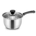 Cookware Nonstick Stainless Steel Soup Pot Transparent Lid Heat Resistant Ramen Pot One -handle Thickening Milk Pot Porridge. 