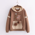 Junior high school student hairball foreign sweatshirt girl early autumn loose hoodie big boy cute dress.