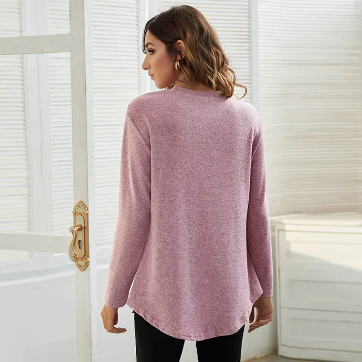 Maternity%20Clothes%20Long%20Sleeve%20Blouse%20T-Shirts%20Tees%20Spring%20Autumn%20New%20Casual%20Female%20Women%20Solid%20O-Neck%20Blouse%20Shirts%20Pullover%20Top%20-%20Image%203