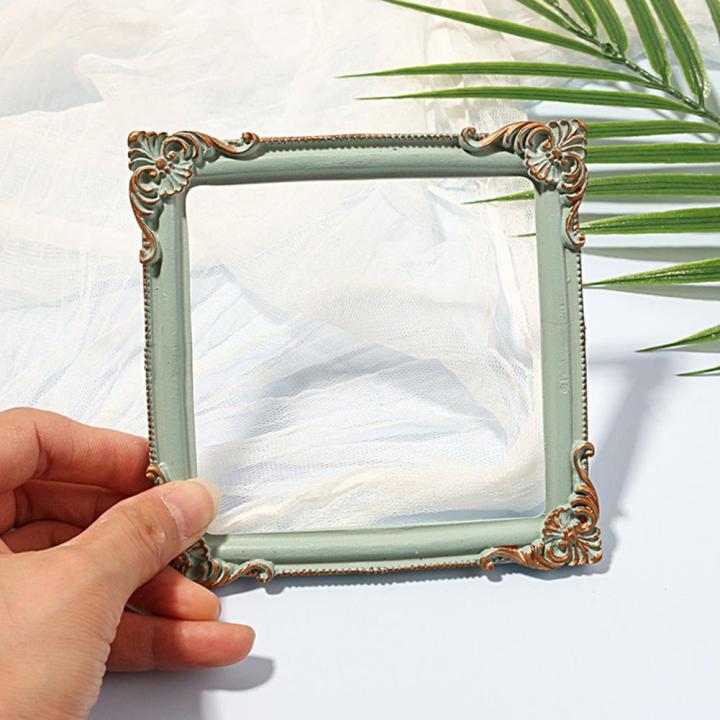 INS Photo Frame Nordic Resin Mini Picture Display Stand Embossment Handmade Photo Backdrop Retro Picture Holder Photography Prop