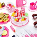 37/55/80PCS Children Play Simulation Kitchen Toy Happy Birthday Cake DIY Food Cutting Set 3. 