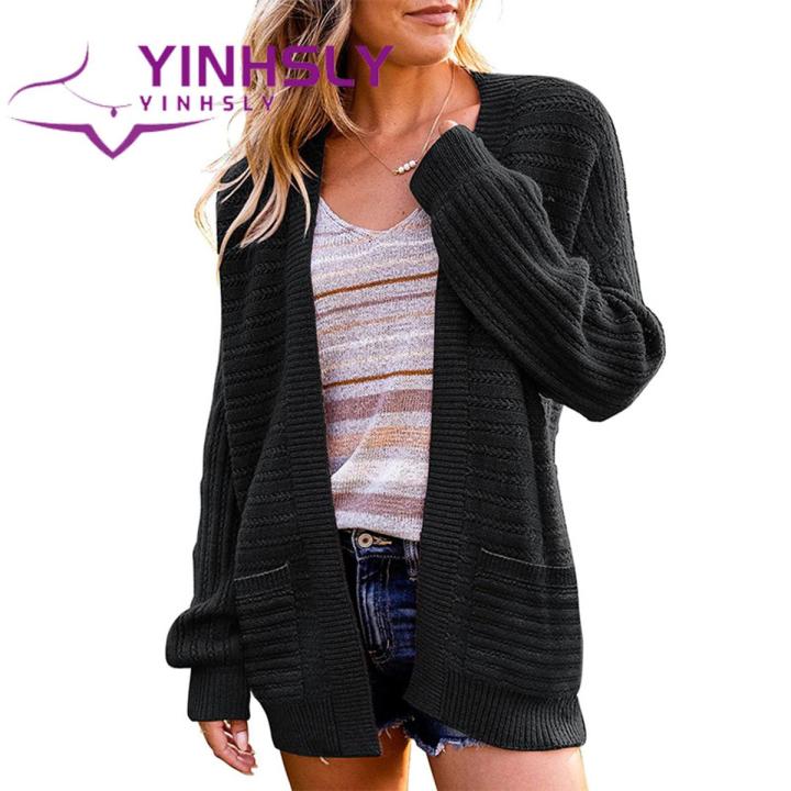 Sweater Coat Cable Texture Autumn Winter Women Long Knitted