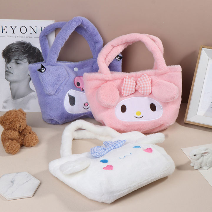 Women Girl Gifts Sanrio Bag Kawaii Kuromi Cinnamoroll My Melody Cartoon Anime Plush Handbag Cosmetic Bag Travel Storage Bag Watty Store