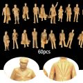 60pcs/lot 1:87 Scale Model Miniature Figures Standing Architectural Models Human Scale Model ABS Plastic Peoples Kids Toy.