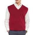 Men Knitted Vest Wear-resistant Men Solid Color V-neck Pullover Waistcoat.
