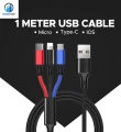 3-in-1 charging cable Input Type: USB. Output: Type-C, Micro, I_phone. 