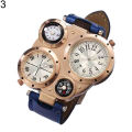 (NEW)Men Chic Dual Movement Quartz Waterproof Outdoor Thermometer Compass Wrist Watch.