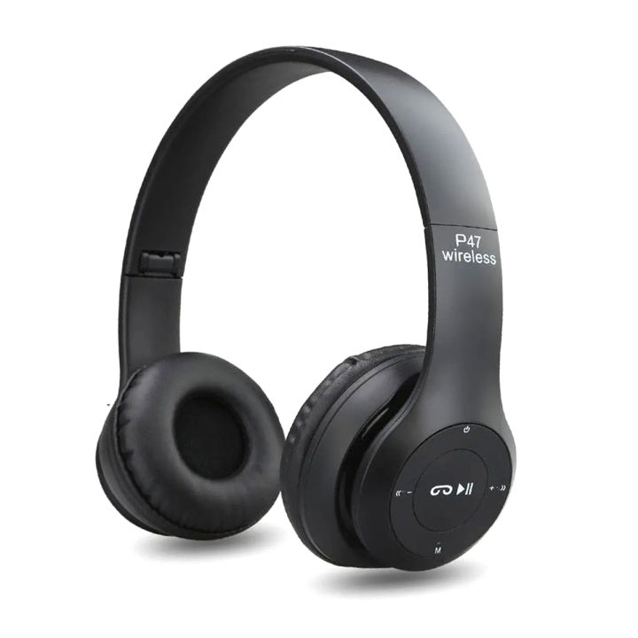 P47 Stereo Head Mounted Bluetooth Headphones Multifunctional Headset Wireless Phone Speakerphone - Black