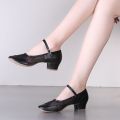 Dancing Shoes Performance Shoes Mid-Heel Shoes Buckle2023Spring and Summer New Shallow Mouth Patent Leather Korean Style Versatile Dancing Shoes Women.
