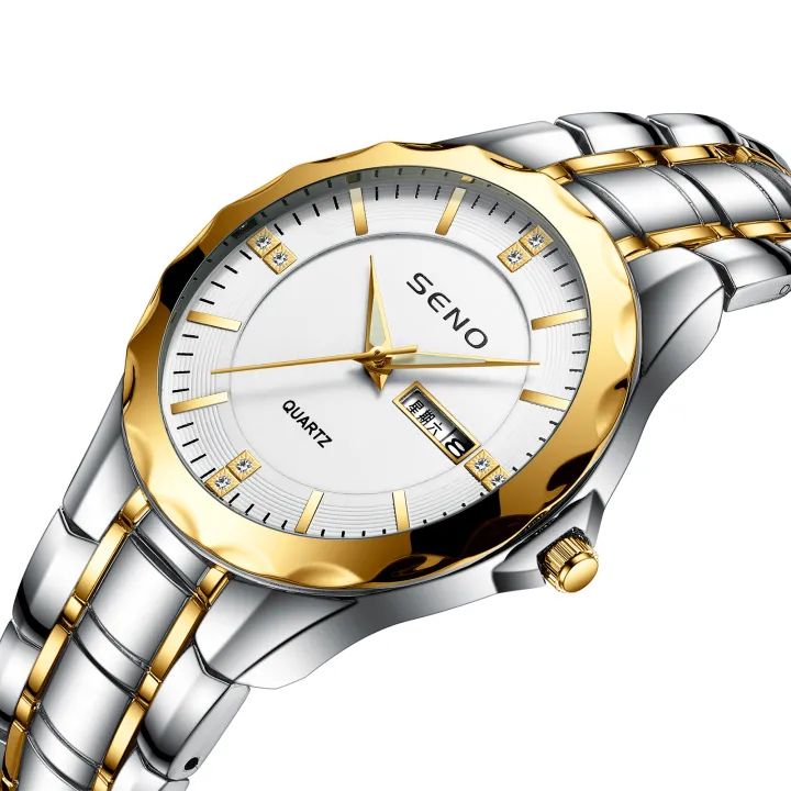 SENO%20Men's%20Ultra%20Thin%20Business%20Fashion%20Non%20Mechanical%20Dual%20Calendar%20Metal%20Band%20Quartz%20Watch%20-%20Image%204