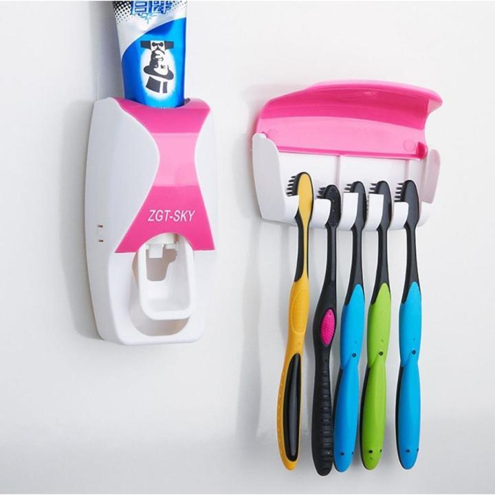 Automatic Toothpaste Squeezing Device Plastic Toothbrush Holder
