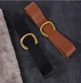 Punk Vintage Big Buckle Belts For Women New Design Black Waistbands Dress Lady Fashion Brown Wide PU Leather Waist Strap Coat. 