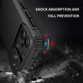 Slide Push Window Armor Shockproof Case For Samsung Galaxy A04 A04S A04E Stand Holder Camera Lens Protection Back Cover.