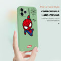 Hontinga for iPhone 11 Case Cute Marvel Avengers Cartoon Spiderman Spider Man Phone Case Square Edge Silicone Cases Full Lens Cover Shockproof Protection Case. 